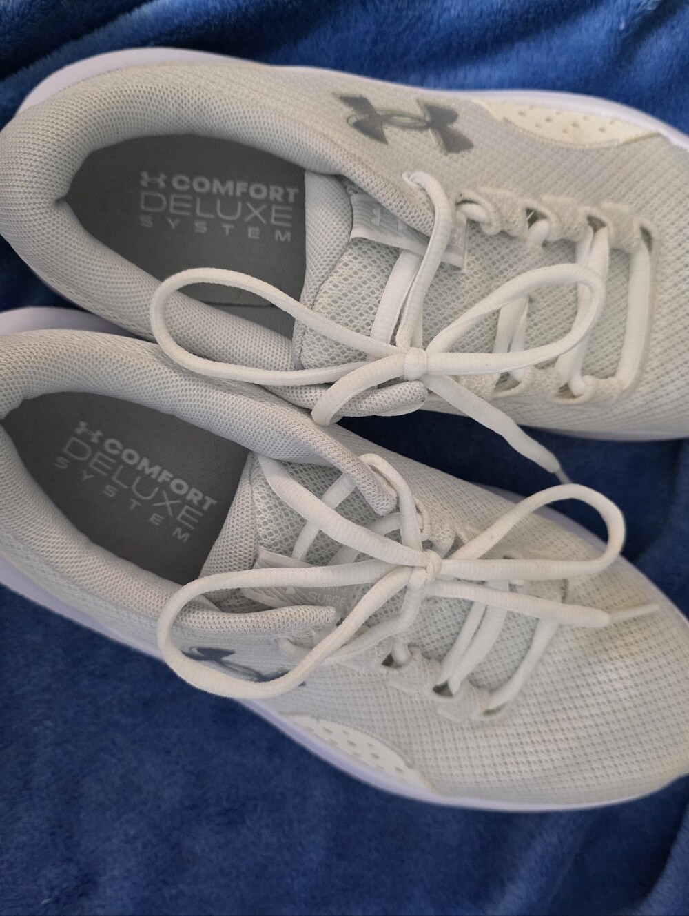 Under Armour Women's Light Gray and White Comfort Walking Sneakers